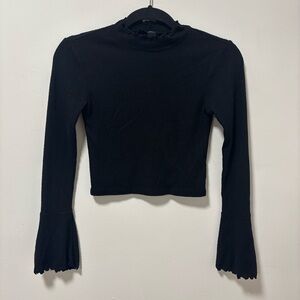 Forever 21 Black Ruffled Long Sleeve Top